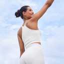 ODODOS Women's Crop Seamless Rib-Knit Camisole Strappy Racerback Crop Tank Tops,  (White, XL-XXL)