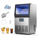 VEVOR Commercial Ice Maker Machine, 80 lbs/24h with 13 lbs Storage Capacity, Countertop/Freestanding/Under Counter, Stainless Steel Ice Maker with LED Display & Self-Cleaning, for Home Bar Restaurant
