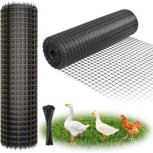 Heavy Duty Plastic Fence Roll 55" x 50' - 0.8x0.8 Inch Chicken Wire Mesh, Reusable Fencing for Garden, Rabbit/Poultry Protection, Balcony & Plant Defense (Black)