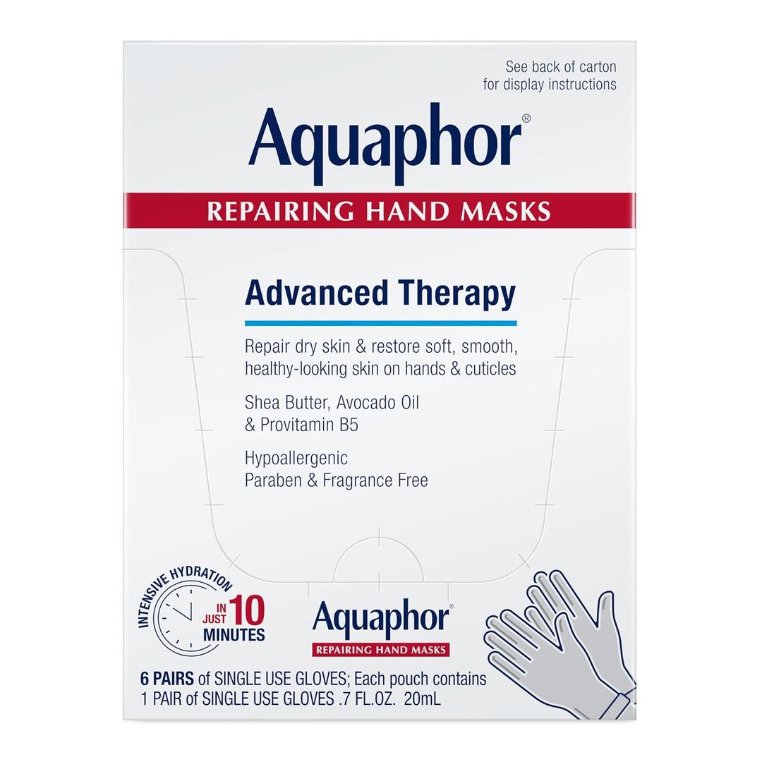 Aquaphor Repairing Hand Masks, Moisturizing Gloves for Dry Hands, Moisturizer for Dry Skin, Mothers Day Gifts, Pack of 6