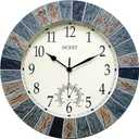 OCEST 13 Inch Large Outdoor Indoor Clock, Waterproof Wall Clock with Thermometer, Weather-Resistant Non-Ticking Battery Operated Decor for Patio, Pool, Lanai, Fence, Porch, GardenBrown