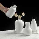 6'' White Ceramic Ribbed Bud Vases in Bulk, Set of 6 Small Pampas Grass Flower Vase for Modern Farmhouse, Boho Home Decor, Living Room, Vintage Wedding Centerpiece, Table, Shelf Decoration