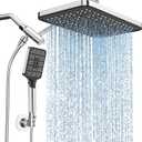 High Pressure Rain Shower Head with Handheld Spray Combo Set, Adjustable 12" Rainfall Dual Shower Head, Double&Tandem Shower Head, Waterfall Showerhead Bathroom -Silver Chrome
