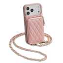 LAMEEKU for iPhone 17 Pro Case Wallet with Card Holder, Wrist Strap Crossbody Phone Cover for Women 6.3" Pink