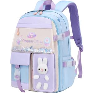 LANSHIYA Bunny Backpack for Girls Cute Kids Bookbag for Elementary School Kawaii Preschool Outdoor Daypack Blue