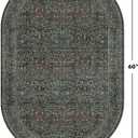 Washable 3x5 Oval Entryway Rugs, Small Oval Area Rugs for Bathroom, Kitchen, Bedroom, Reading Corner, Laundry Room, Mudroom, Non-Slip Stain Resistant Low Pile Throw Rug Indoor Door Mat (Dark Green)