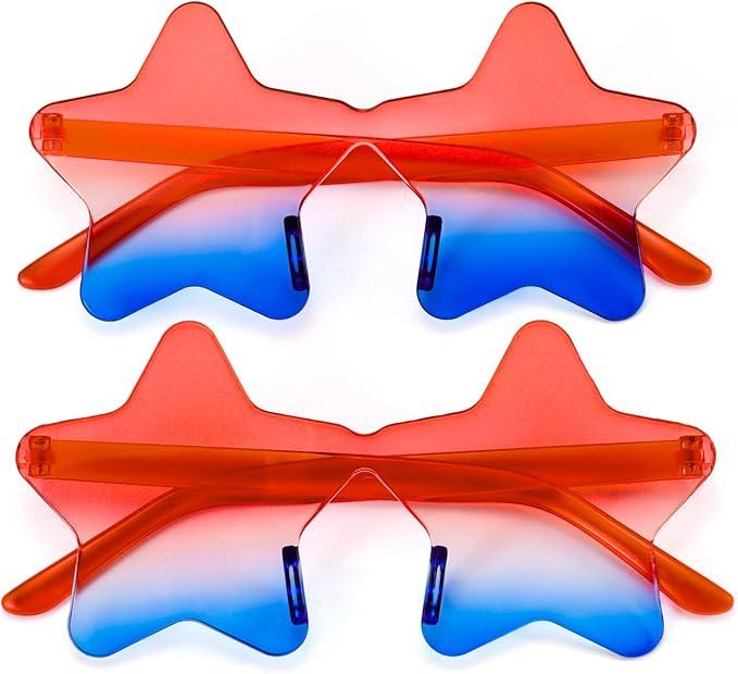 5 x Candy Color Clear Rimless Star Sunglasses for Christmas Party