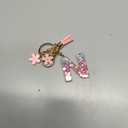 Alphabet Initial Letter Keychains for Women Pink White Tassel Flower Pendant Car Key Ring for Backpack Handbags Charm