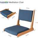 Japanese Floor Chair with Back Support, Foldable Meditation Chair, Legless Tatami Chair with Cushion, Floor Seat for Living Room, Bedroom, Bay Window (1, Blue)