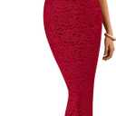 BTFBM Women Strapless Lace Formal Maxi Dress Summer Bodycon Tube Back Slit Cocktail Vacation Beach Wedding Guest Dresses (Small, Red)
