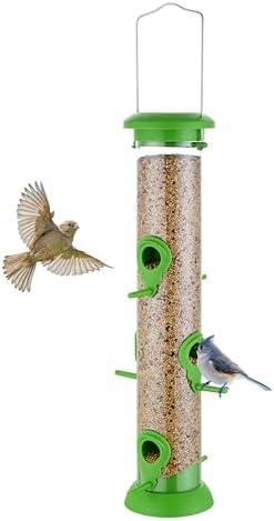 TrampgiK Bird Feeder Premium Hard Plastic for Wild Bird Feeders for Outdoors, Tube Bird Feeders for Outdoors Hanging,14 Inch 6 Port Lawn,Pack of 1