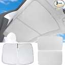 3PCS Tesla Model Y Roof Sunshade & Windshield Sun Shade [No Sag, No Gap, Blocks 99% UV] Foldable Heat Insulation Glass Roof Shade for 2025 2024-2020 Tesla Model Y Interior Accessories