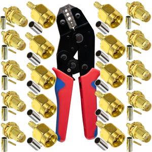 SMA cable crimping tool and 10pcs SMA male to female connectors for RG174 RG316 wifi antenna extension cable