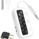 1Mii SafeFly Dot Bluetooth 5.3 Transmitter Receiver for up 2 Headphones,AptX Low Latency/HD,Plane Travel Essentials,Wireless Audio Bluetooth Airplane Adapter for Flight,TV,Car,PC(White)