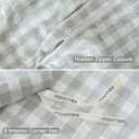 MooMee Gingham Duvet Cover Set 100% Washed Cotton Linen Like Textured Breathable Durable Soft Comfy Modern Checkered Design (Northern Droplet Grey Gingham, Queen 90"x90")