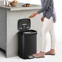 Garvee 13 Gal / 50L Large Plastic Trash Can for Kitchen, Step-On with Soft Close Lid, Liner Rim, Rustproof Garbage Bin, Rear Handle, Matte Black
