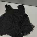Baby Girl Romper Dress Ribbed Newborn Lace Boho Tutu Dresses Headband Baptism Photography Wedding Summer Outfit (3-6 Months,All Black)