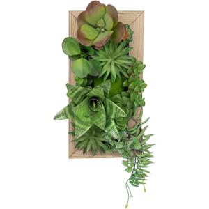Succulents Wall Decor Hanging Artificial Plants Fake Snake Plants with Moss and Rectangle Wooden Frames Faux Plants Hanging Decor for Table Desk Livingroom Bedroom Bathroom Home Office (15.7 inch #1)