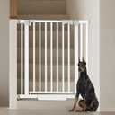 Amibud 41'' Extra Tall Baby Gate for Large Dogs Pets Indoor No Jumping Over, 30-40.9'' Wide Heavy Duty Puppy Gate for Doorways, Pressure Mounted Metal Gate for Child Toddler No Tools Needed(White)
