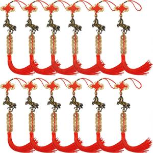 12 Pack Horse Year Feng Shui Coins Set - 2026 Chinese New Year Horse Charms Lucky Chinese Coins with Red Hanging Tassels, Wealth Good Fortune Amulet for Home Office Decoration (Bronze)