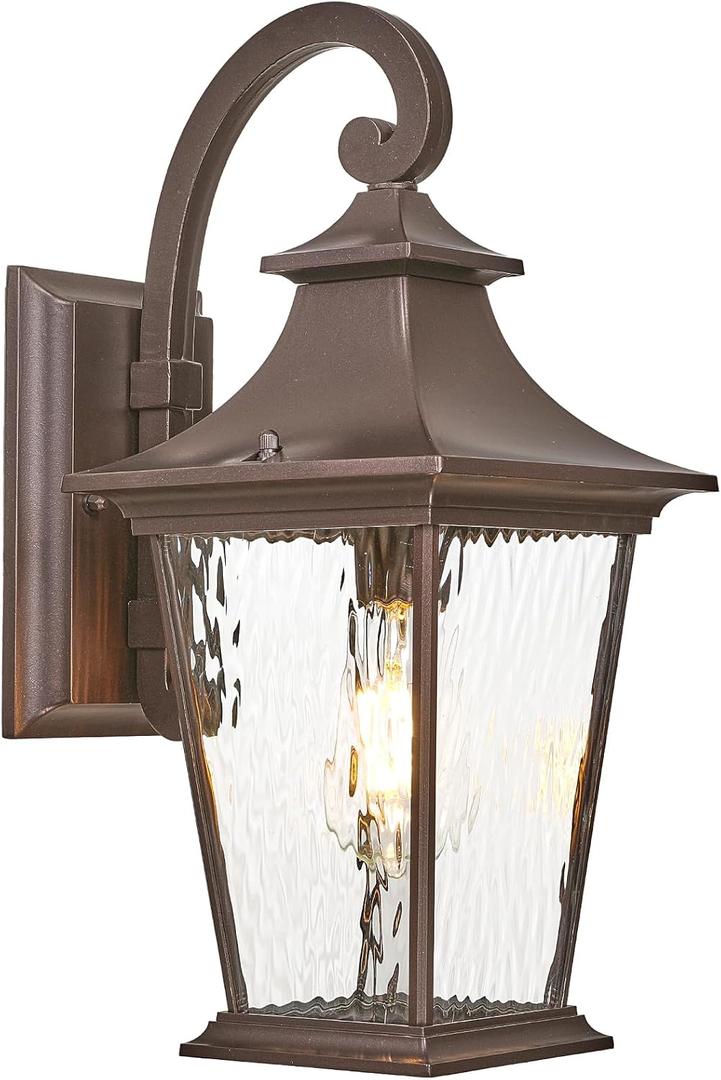 18 Inch Height Porch Lights Outdoor Aluminum Modern Outside Lights for House ORB Finish Exterior Lighting Fixtures with Water Ripple Glass E26 Socket