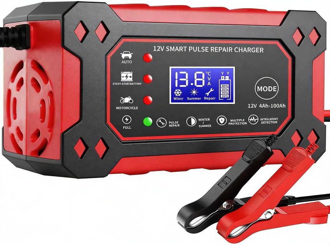 Haibro Car Battery Charger, 12V 6Amp Trickle Charger and Maintainer, Smart Fully Automatic Battery Charger w/ Temperature Compensation, Battery Pulse Repair and Desulfator for Lead Acid AGM Batteries