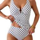 Eomenie Women's Tankini Swimsuit Two Piece Tummy Control Bathing Suit V Neck Ring Linked Swimwear with High Waisted Bottoms L