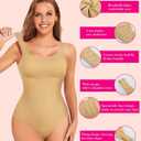 Nebility Womens' Waist Trainer Seamless Round Neck Tummy Control Shapewear Bodysuit (Beige, 6)