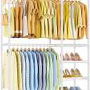 Ulif F2 Clothes Rack, 5 Tiers Heavy Duty Garment Rack for Bedroom, Freestanding Adjustable Closet Storage Organizer, 46.1" W x 15.4" D x 78.3" H, Load 630lbs, Upgraded White