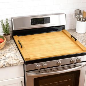 30"x22" Noodle Board Stove Cover with Handles（Natural Wood Color）., One Size