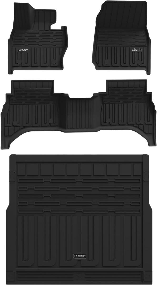 LASFIT Floor Mats & Cargo Mat for Range Rover Sport 2023-2025, TPE All Weather Protection 1st & 2nd Row Rubber Floor Liners for Range Rover Sport Accessories, Black, Easy to Clean