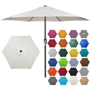 7.5 ft Patio Umbrella, Yard Umbrella, Outdoor Market Umbrella with Push Button Tilt Crank (Creamy White)