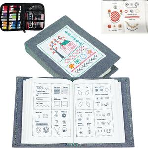 The Ultimate Embroidery Learning Book, DIY Embroidery Stitch Book Kit with Multiple Sewing Kit, 106 Pattern for DIY and Sew Enthusiast