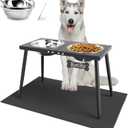 Metal Elevated Dog Bowls for Extra Large & Large Dogs, Dog Feeder with 2000ML Stainless Steel Bowls and Sprill Proof Mat, 15'' Tall Raised Dog Bowl Stand with Tapered Legs for Large Breed (Height 15inch, Black-X)