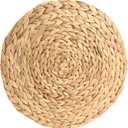 Koyal Wholesale 13.5 Water Hyacinth Placemats Set of 4 Round Woven Charger Plates for Dinner Table Dcor, Natural Wicker Placemat Set for Farmhouse, Rustic or Boho Dining Table Setting