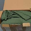 Bedsure 100% Cotton Muslin Blanket Queen Size for Bed - 4-Layer Breathable and Lightweight Thin Soft Summer Gauze Muslin Blankets for Adults, Olive Green, 90x90 Inches