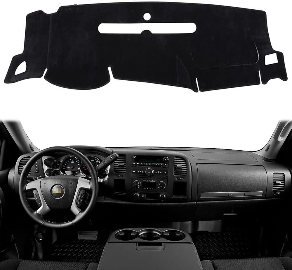 Rifoda Dash Board Cover Fit for 2007-2013 Chevy Chevrolet Silverado with Two Glove Boxes, GMC Sierra 1500 2500 3500 Dashboard Cover Mat Non-Slip Pad Carpet Sunshield Protector