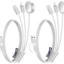 2Pack Multi Charging Cable Cord for Travel Essentials,Apple Watch Charger,iPhone Charger,[3-in-2] Type C/Lightning Cable Portable Designed for iWatch,iPhone 17-8,Galaxy S25-21,AirPods,iPad-4FT White
