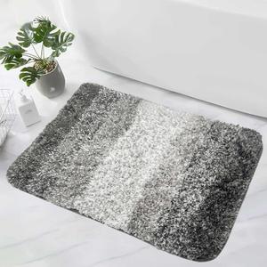 Bathroom Rug Mat Grey Bath Rugs Thick Soft Microfiber Bath Carpet Absorbent Machine Washable Rugs for Shower Floor Bathroom Runner Non-Slip Bathmat 24x16 Inch