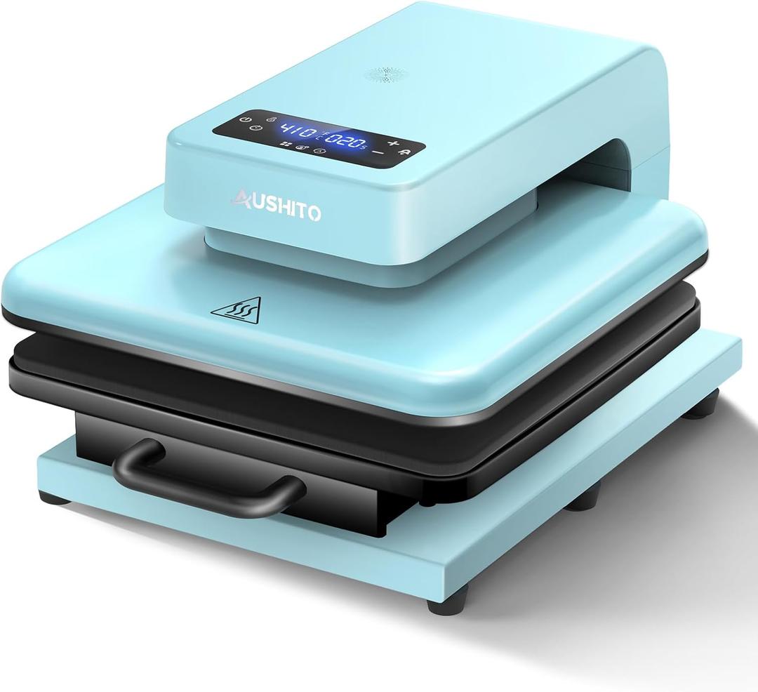 AUSHITO Upgraded Auto Heat Press - Heat Press Machine for T Shirts with Adjustable Pressure & Higher Heating Height, Heats Up Fast & Evenly Heat Press 15x15 for HTV, Sublimation, Heat Transfer Project
