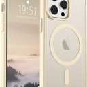 SUPFINE Magnetic for iPhone 14 Pro Max Case (Compatible with MagSafe) (Military Grade Drop Protection) Slim Translucent Matte Shockproof with Anti-Fingerprint Phone Case,Antique White