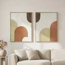 Artiluxy Set of 2 Framed 3D Textured Wall Art, Hand-Painted Raised Line Geometric Design, Neutral Beige and Brown, 18x24 Inch Each, Modern Decor for Living Room, Bedroom, Entryway