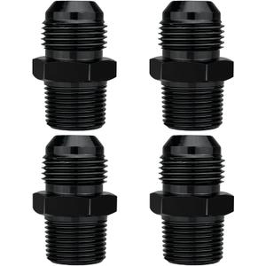 10AN Male Flare to 3/4" NPT Pipe Fitting Adapter Aluminum Straight Black, Pack of 4