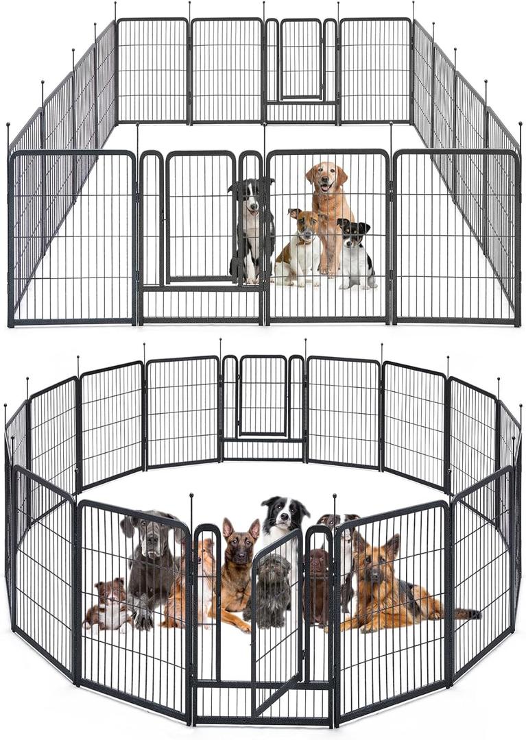 mestyl Dog Playpen, 40" Height 16 Panels Outdoor Pet Play Pen, Big Dog Exercise Play Pen for Large/Medium/Small Dogs, Foldable Puppy Pen for Indoor, Camping, RV, Anti-Rust Paint Finish, Quick Install