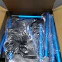 Folding Walker with 2 Skis and 5" Wheels, Lightweight Walkers for Seniors and Adults, Supports Up to 350 Pounds, Adjustable Height, Compact Standard Walker, Blue