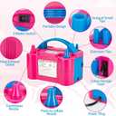 AGPTEK Electric Air Balloon Pump, 110V 600W Rose Red Portable Dual Nozzle Inflator/Blower for Party Decoration