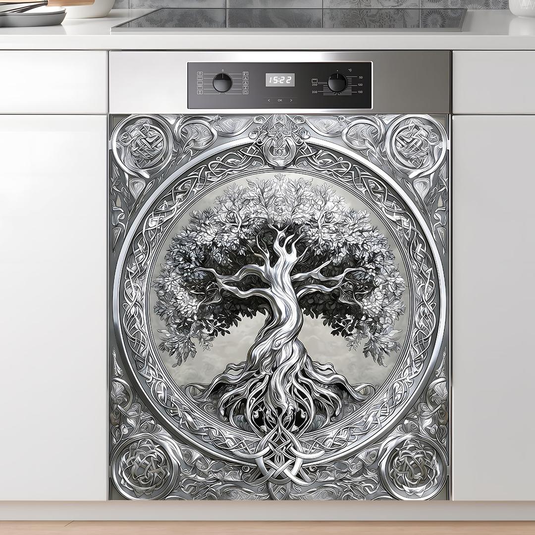 AOHMPT Dishwasher Magnet Sticker Cover: Panel Decal Decorative for Kitchen Decoration, 23"x26" Home Appliances Decor Stickers Panel Decor (Tree A)