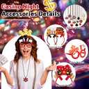 36 Pcs Casino Night Party Favors Casino Theme Felt Headband Eyeglasses Beaded Necklaces Dice Dollar Sign Poker Party Decorations Accessories for Las Vegas Game Night Decor Photo Prop Supplies