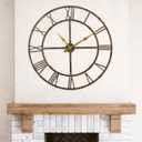 Large Wall Clock for Living Room Decor 40 Inch Knocked-Down (KD) Silent Non-Ticking Modern Farmhouse Wall Clock, Oversized Decorative Metal Roman Numeral Clock, Bronze