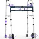 Agrish Narrow Walkers for Seniors, Adjustable Width Narrow Walkers for Small Spaces, Folding Slim Walker - Standard Walkers for Elderly, 350 LBS Heavy Duty Narrow Walker for Small Doorways (Navy Blue)
